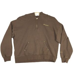 YoungLA 509 Heavyweight Quarter Zip Hoodie Brown Mens Large YLA2070 Oversized